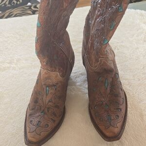 Corral Brown and Teal Heeled Boots